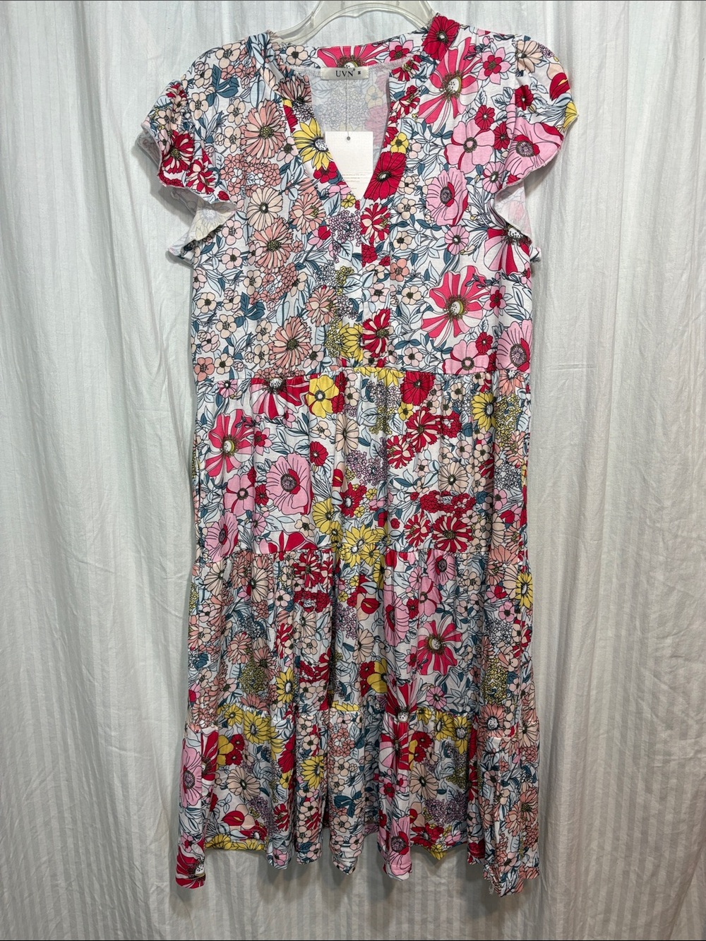 Floral Tiered Kids Dress - Pink Multi